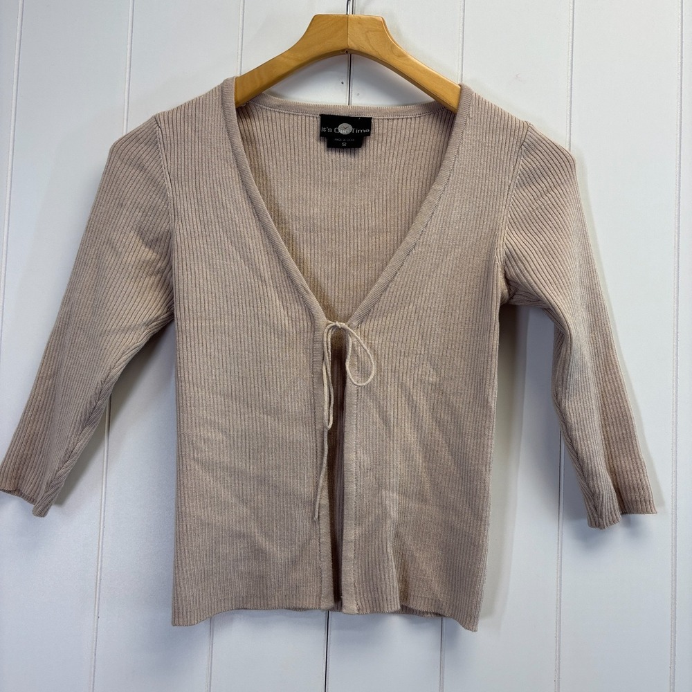 Its Our Time Y2K Ribbed Cardigan Women Small Balletcore Minimalist Coquette